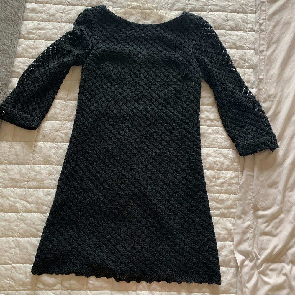 Milly black lace/crochet shift dress size 4